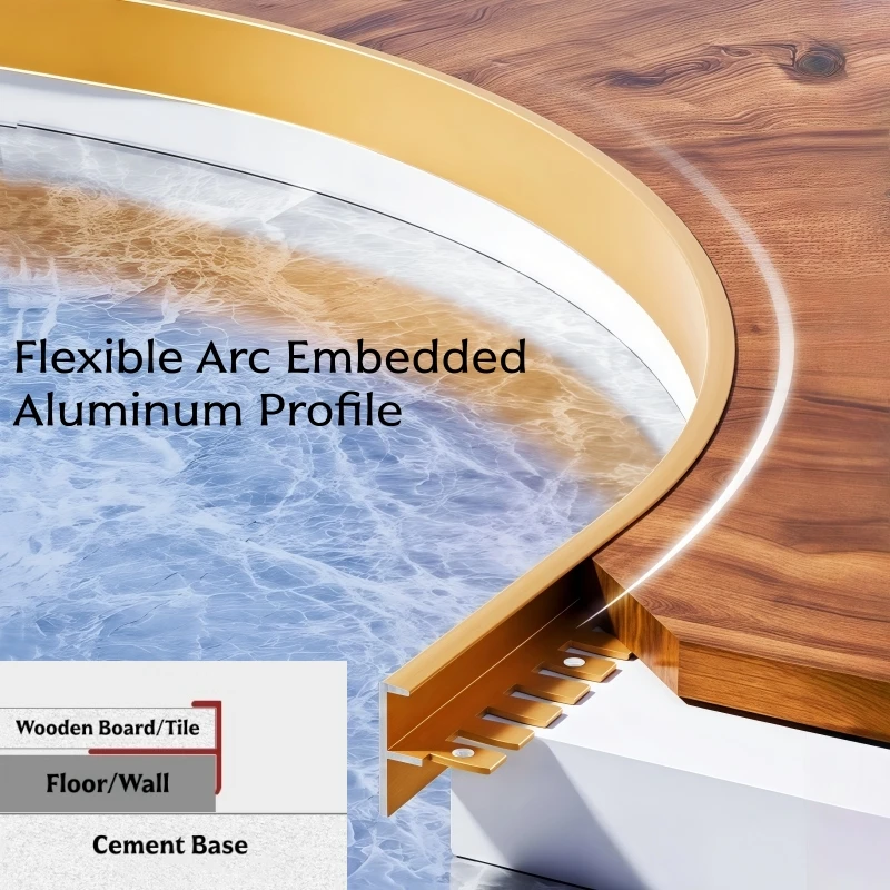Bendable Stair Edge Banding LED Aluminum Profile F-Shaped Recessed Channel Corner Floor Step Protector Edge Trim Bar Strip Light