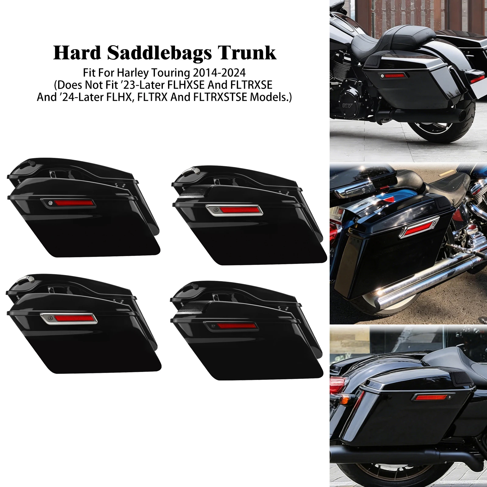 Motorcycle Hard Saddlebag Trunk Luggage Box With Speaker Cover For Harley Touring Street Electra Glide Road King 2014-2024 Bags