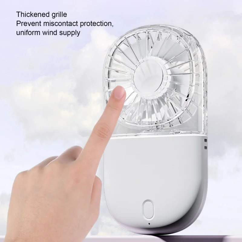 مروحة محمولة قابلة للطي 5 سرعات رياح منخفضة الضوضاء متعددة الوظائف مروحة محمولة للسفر والتخييم في الهواء الطلق وردي/أبيض #2