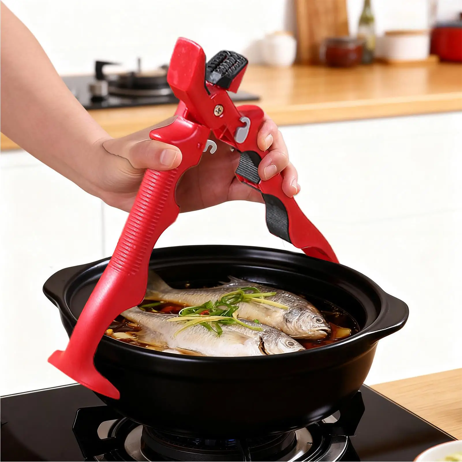 Pince à plaque chauffante Anti-brûlure, antidérapante, poignée sécurisée, support de casserole chaude de cuisine pour four, friteuse à Air, Pots à vapeur
