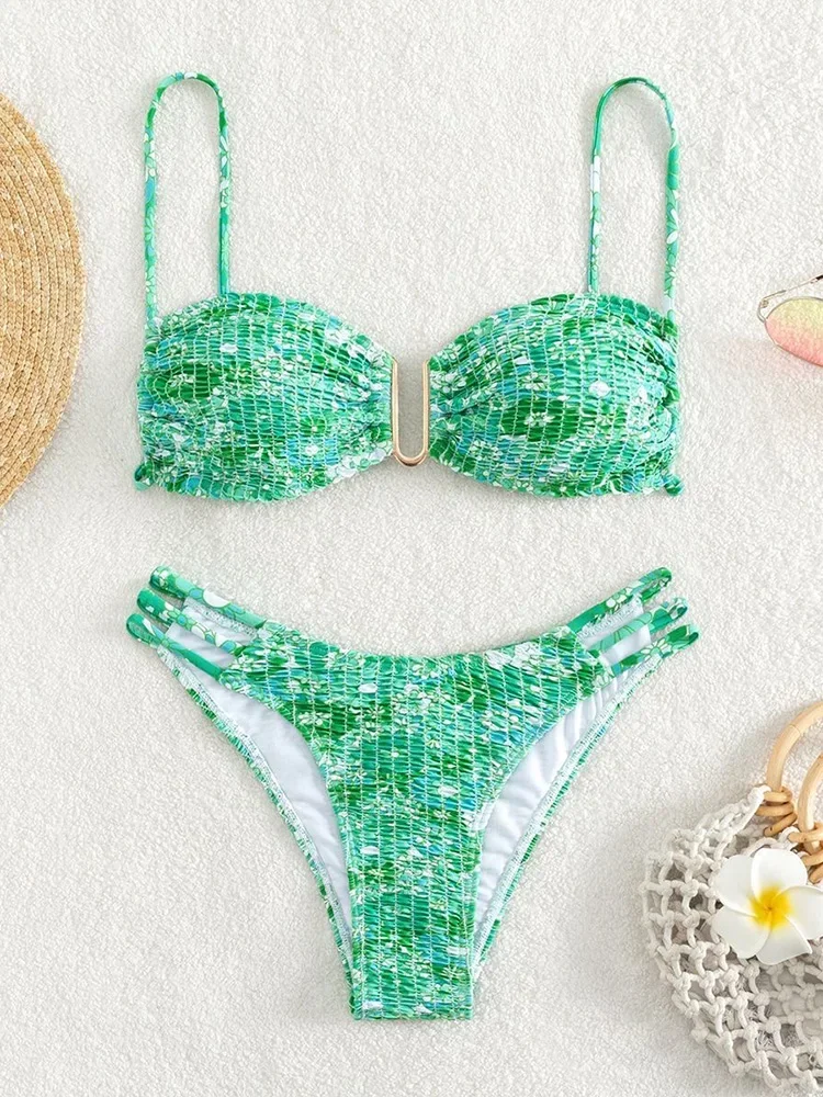 แฟชั่นเซ็กซี่ดอกไม้บิกินี่ 2 ชิ้นชุดสตรีแยกชุดว่ายน้ําเอวสูงBackless Beachบิกินี่ 2025 ฤดูร้อนใหม่ชุดว่ายน้ําชุดบิกินี่