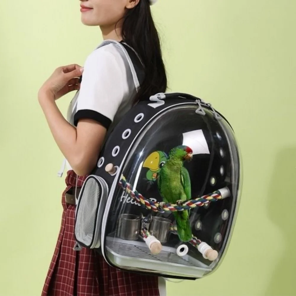 

Portable Bird Carrier Bird Backpack with Perch Rope and Tray for Parrot Parakeet Macaw Cockatiel Acrylic Pet Cage Free shipping