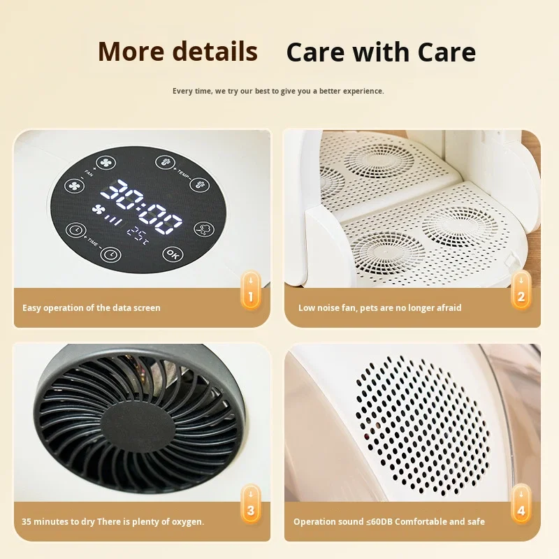 2026 SELL Pet Dryer Folding Drying Box for Cats Small Dogs Smart Digital Display Overheat Protection Electric Pet Safe ABS Mater