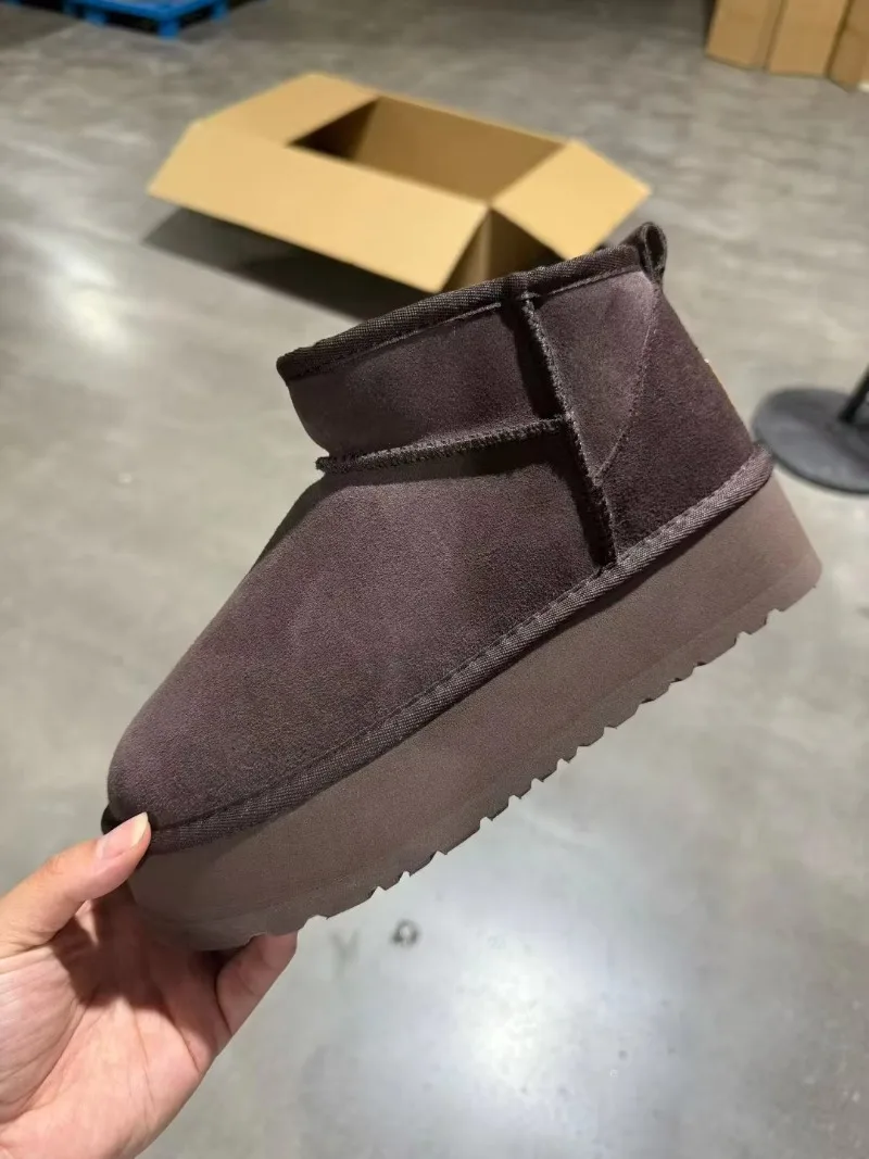 2027 Ladies Platform High Heel Shoes Women Ankle Boots Luxury Designer Classic Ultra Mini Fur Boot New Winter Snow Boots