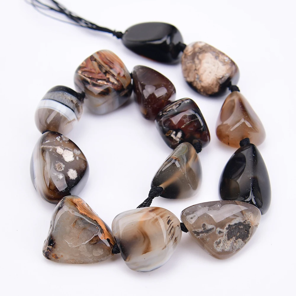 APDGG Big Size Natural Mix Black Agate Stone With Geode Quartz Irregular Nugget Loose Pendant Beads 16'' Strand view 4