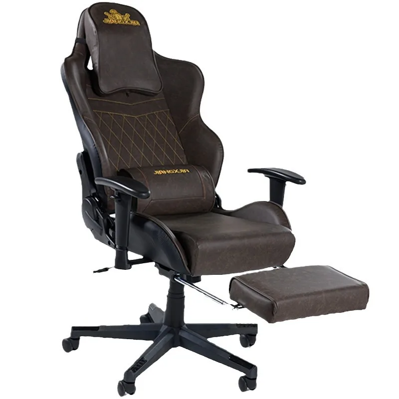 new design reclining gamer chair with footrest brown gaming chair