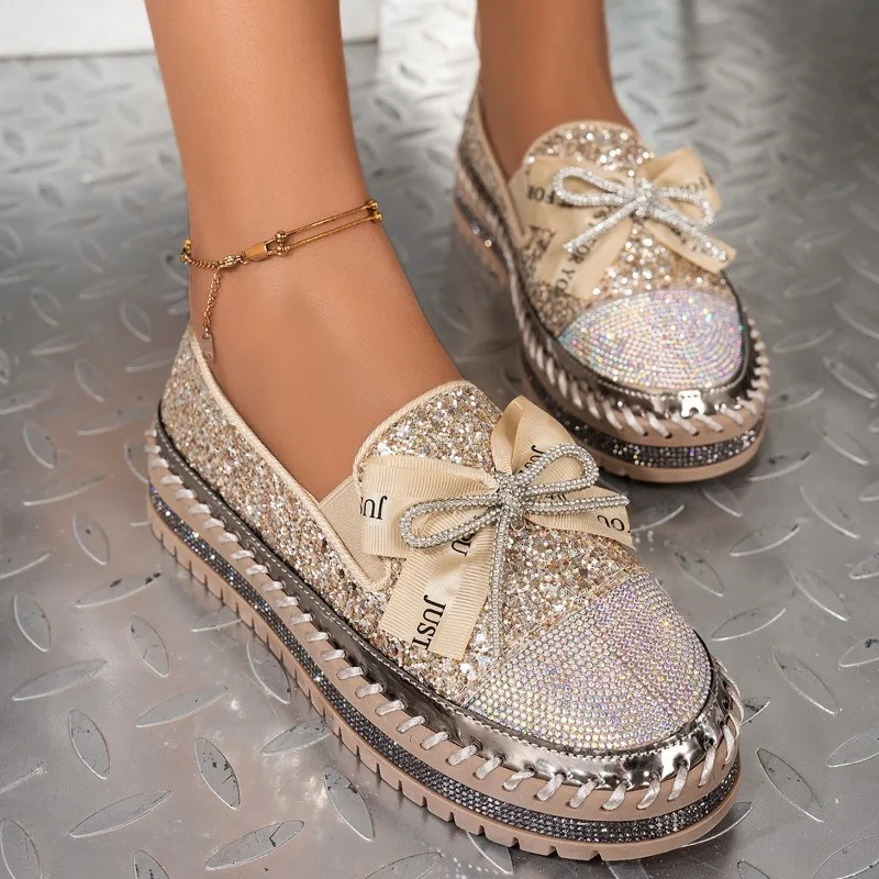 Trendy Sexy Girls' Shoes Fashionable Princess Party Rhinestone Sequin Shoes Plus-size Women's Single Shoes Adult Versatile Style