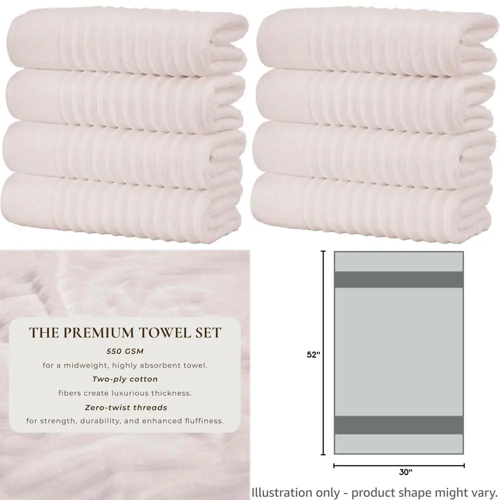 

Роскошный набор банных полотенец из 4 предметов из 100% хлопка с розовым песком — мягкие, впитывающие и быстросохнущие полотенца