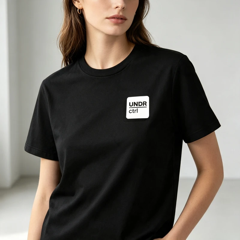 Minimalist UNDR Ctrl Chest Logo T Shirt Small Square Label Graphic Print Breathable Cotton Short Sleeve Casual Top for Men Women