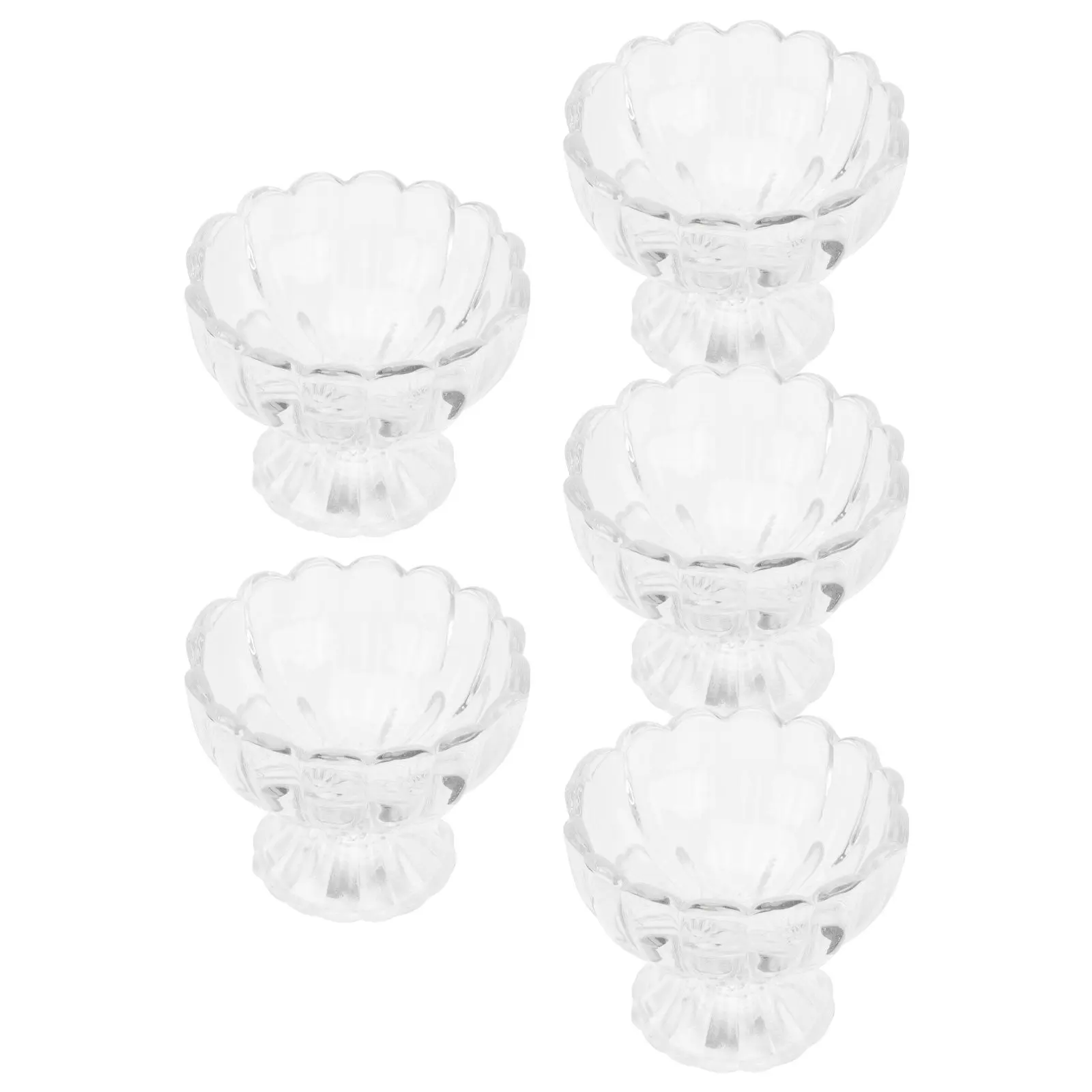 

5Pcs Lotus Design Glass Ice Cream Cup Pudding Bowl Dessert Cup for Parfait Fruit Salad Juice Coffee Drink Bpa Free Food Grade