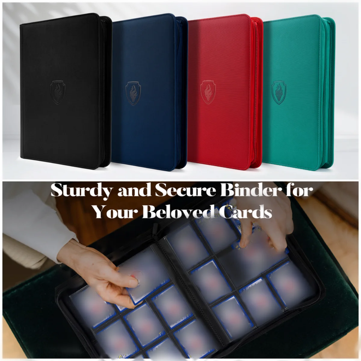 9-pocket-zipper-card-binder-360-capacity-trading-card-holder-premium-pu-cover-for-protection-organization