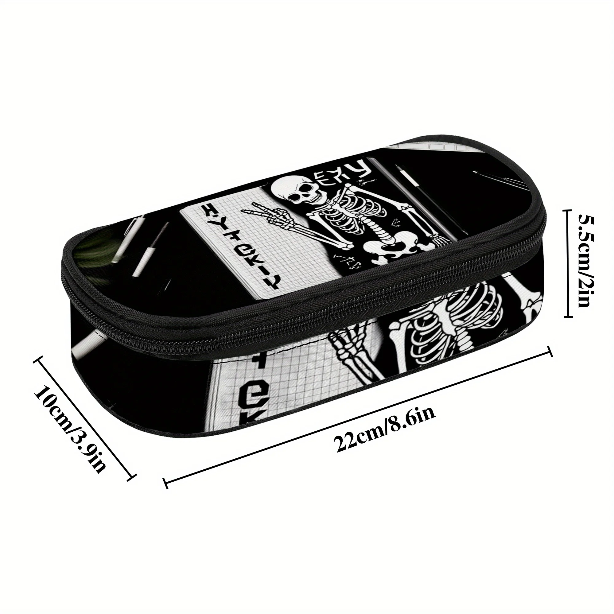 Spooky Skull Skeleton Hand Design Pencil Case Perfect for School Supplies Travel, and Makeup Storage Teen