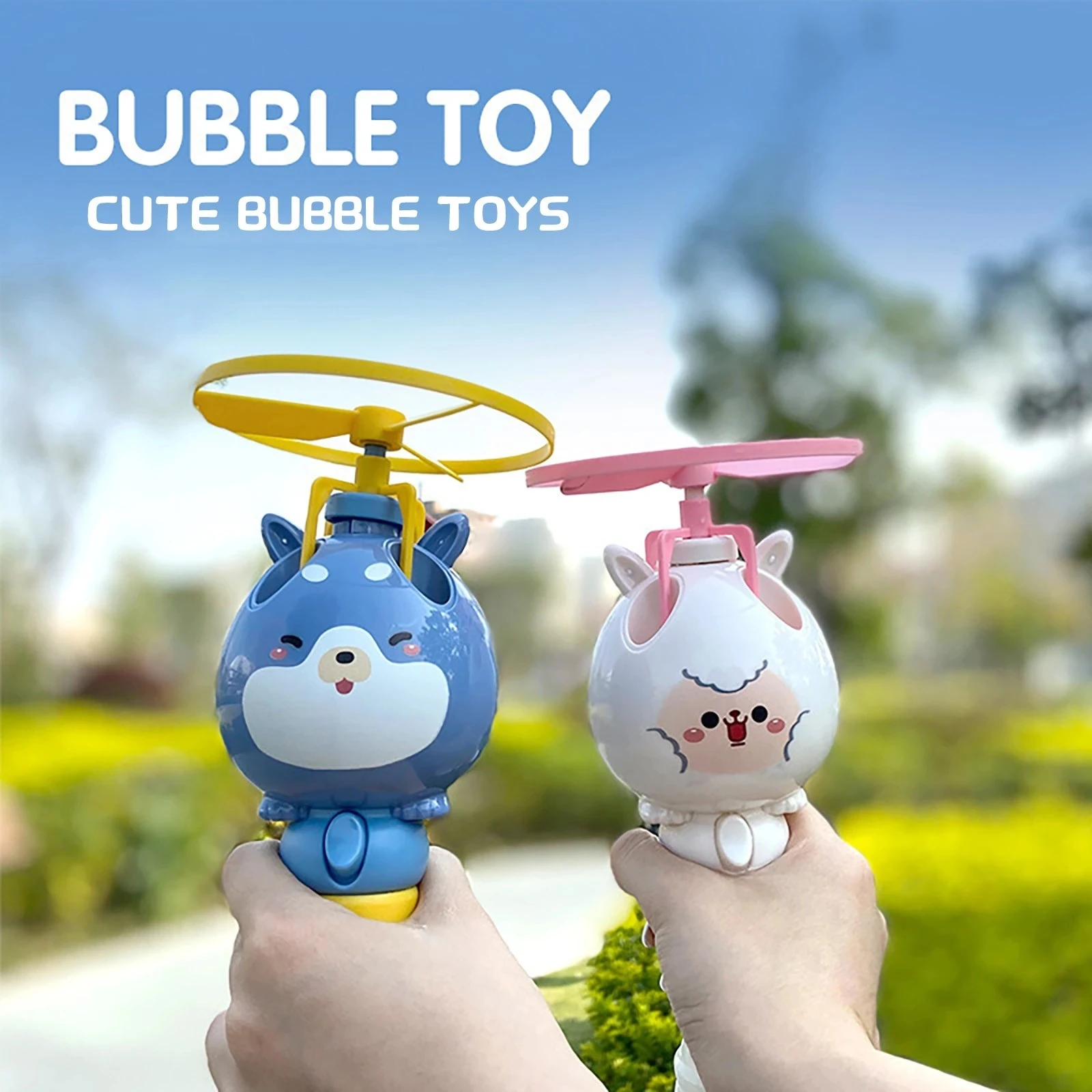 New Flying Bubble Maker Toy Cartoon Animal Bubble Stick Gift Children's Bamboo Dragonfly Bubble Machine Kid Toys