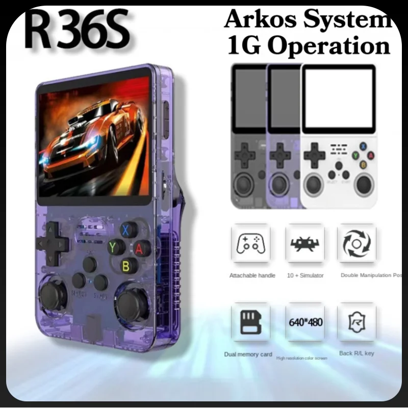 

Retro R36S Portable Console Handheld Video Game Console 3.5 Inch Ips Screen Linux System 64Gb Preloaded Games Pocket Player Gift