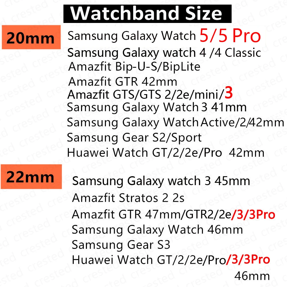 Bracelet de montre pour Samsung Galaxy Watch, 20mm, 22mm, 6, 5, Pro, 4, Classic 44mm, 40mm, 46mm, 42mm, Active 2 Gear S3, Huawei Watch GT 2e, 2