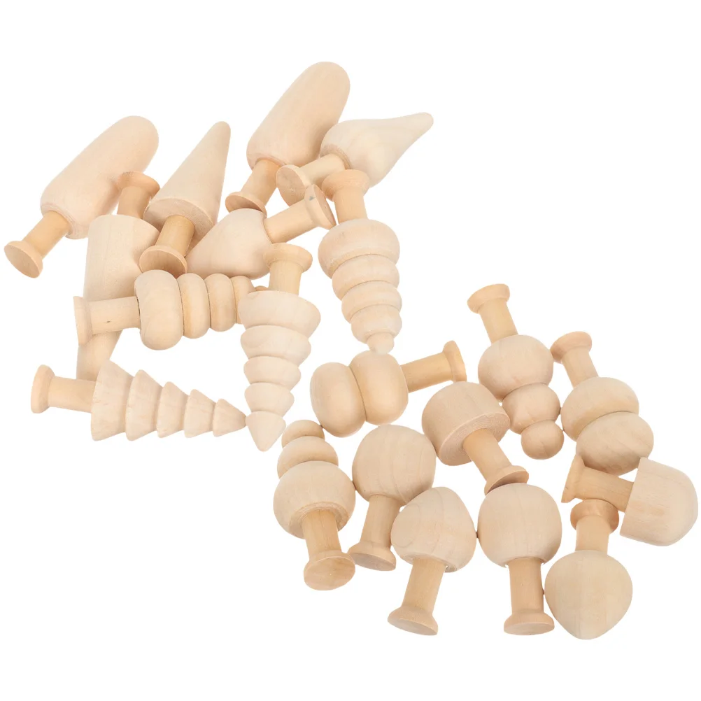 

20 Pcs Small Wooden Mushroom DIY Trees Mini Crafts Home Decor Graffiti for Unfinished Baby