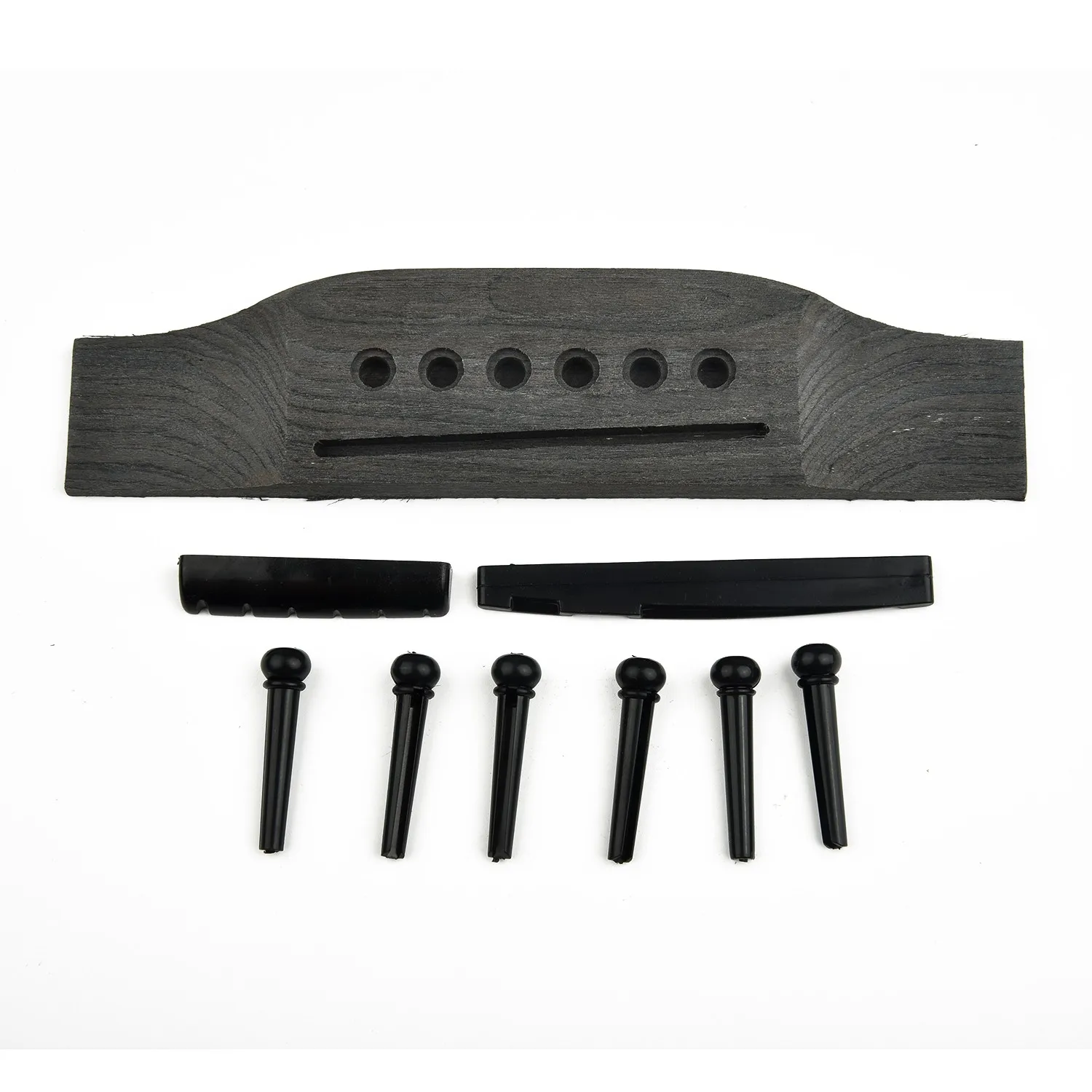9 Piece Guitar Bridge Replacement Set Featuring Rosewood Bridge Plastic Saddle Nut and Bridge Pins for Folk Guitar