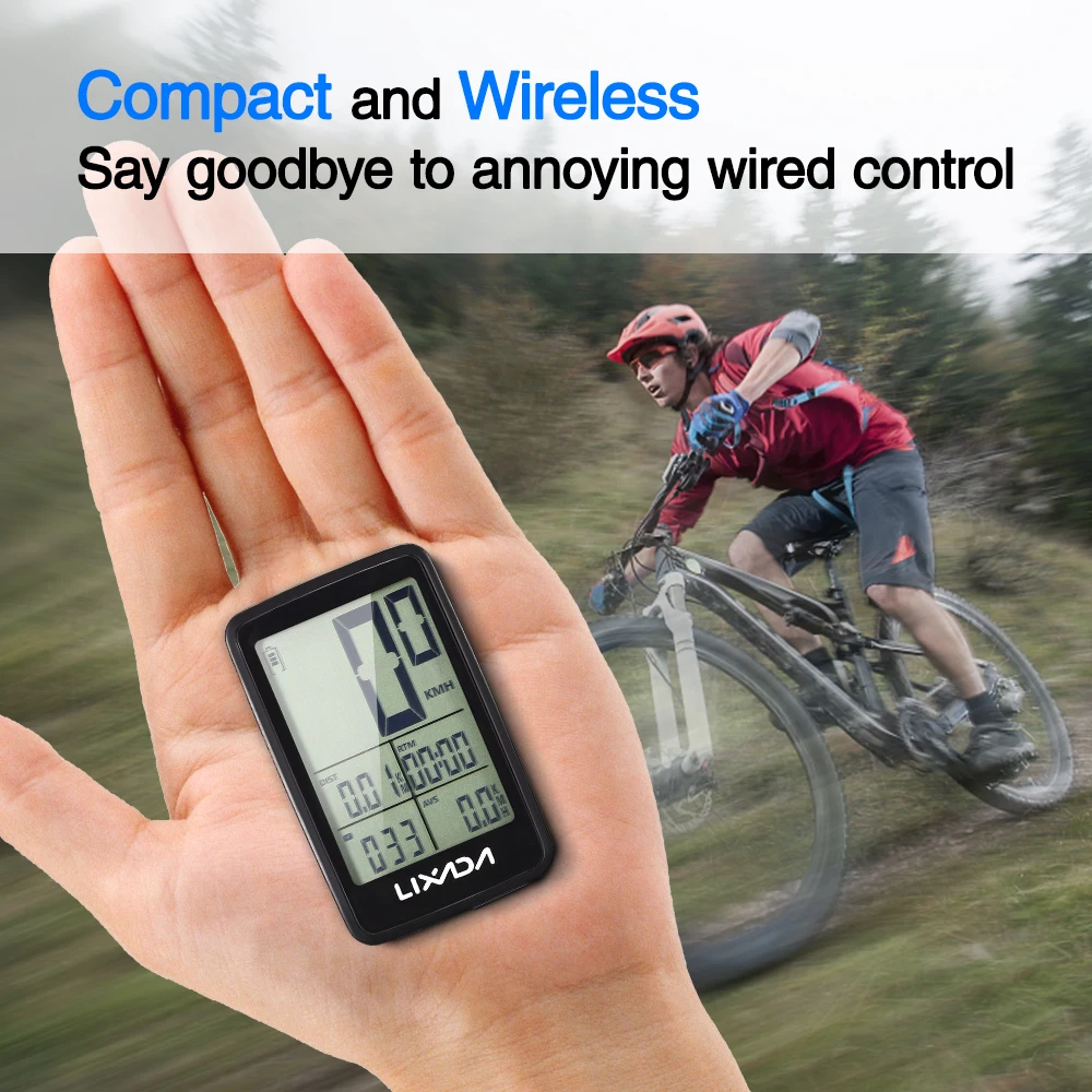 LIXADA Wireless Bike Speedometer Backlight USB Rechargeable Bike Cycling Computer Bicycle Speed Meter Odometer Bicycle Computer