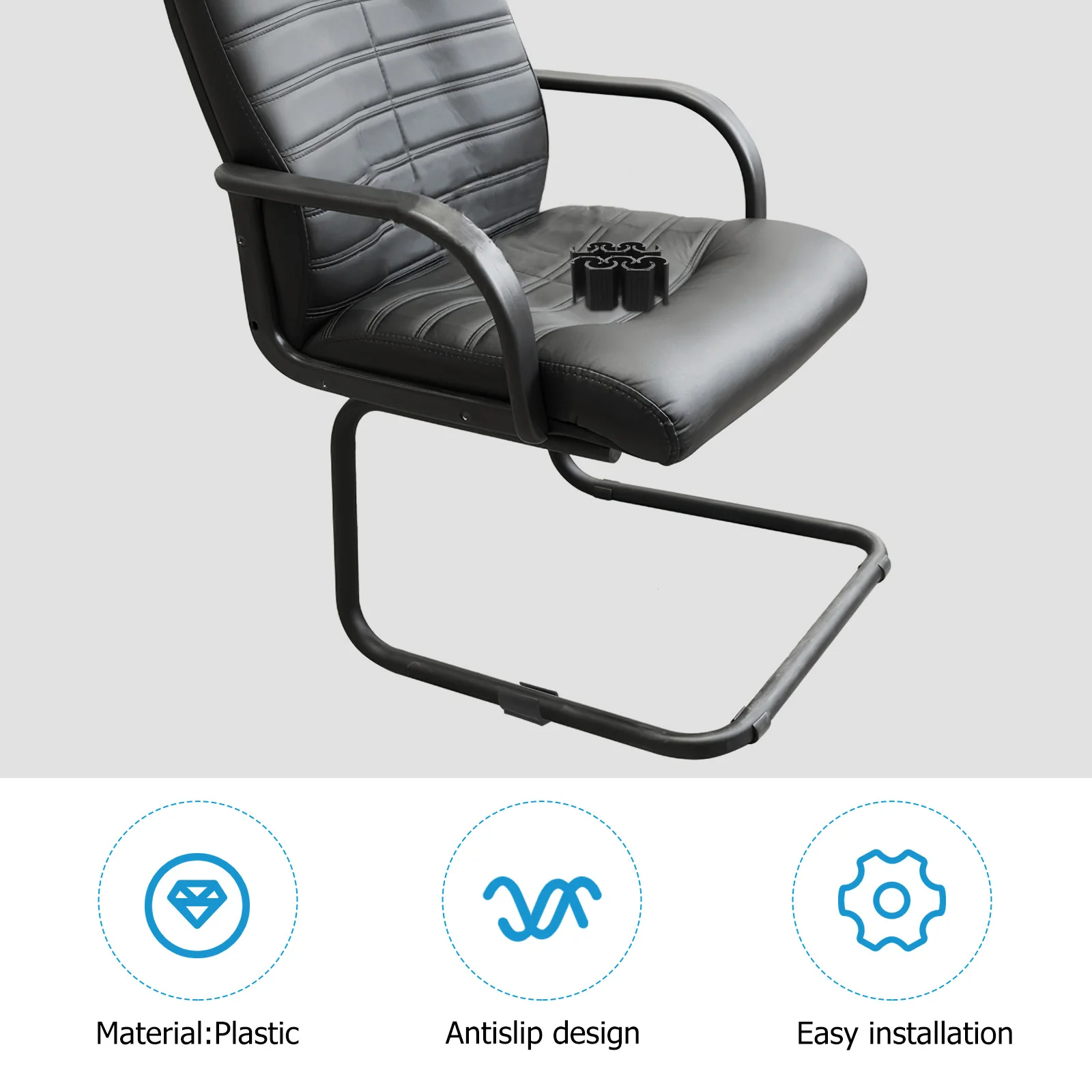 Braçadeiras de tubo de cadeira, 20 peças, plástico em forma de u, antiderrapante, suporte para deslizamento de chão, para escritório, jantar, bar, bancos, móveis, perna