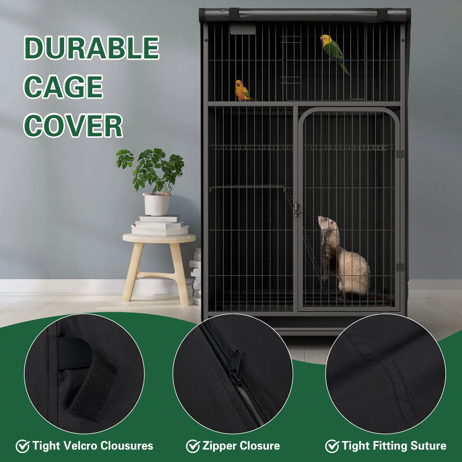 420D Bird Cage Covers for Night Heavy Duty & Waterproof Fade-Resistant Pet Bird Cage Cover Accessory for Parakeet ferret Hamster