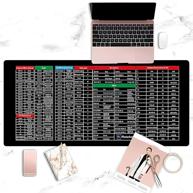 

Superior-1 PCS Quick Key Anti-Slip Keyboard Pad With Office Software Shortcuts Pattern Extended Rubber Mouse Pad (31.5 X 11.8In)