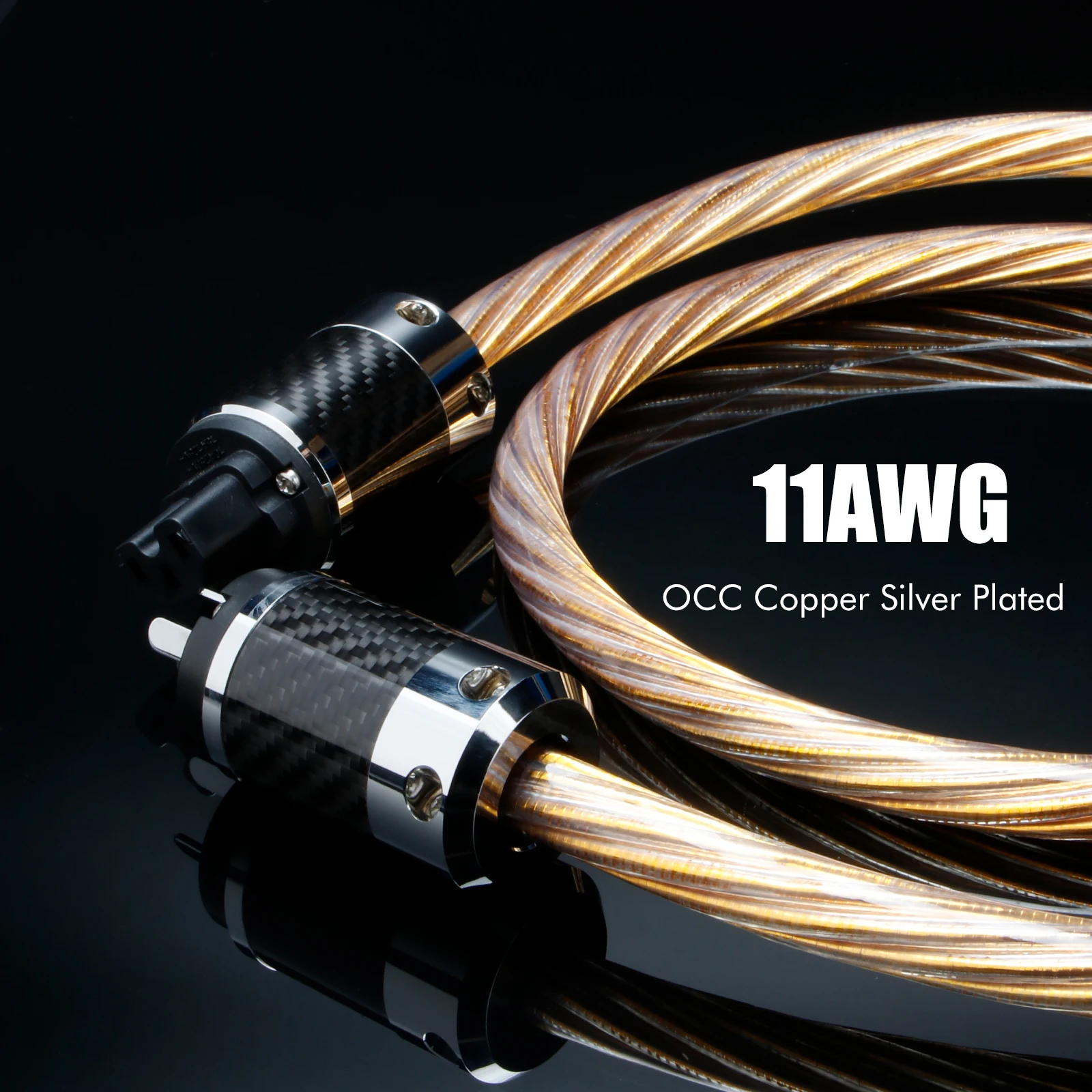 Power Cable Gold OCC Silver Plated Power Cord 12AWG Audiophile Amplifier IEC 320 C15 Power Cord Audio EU/US/AU Version Power Wir