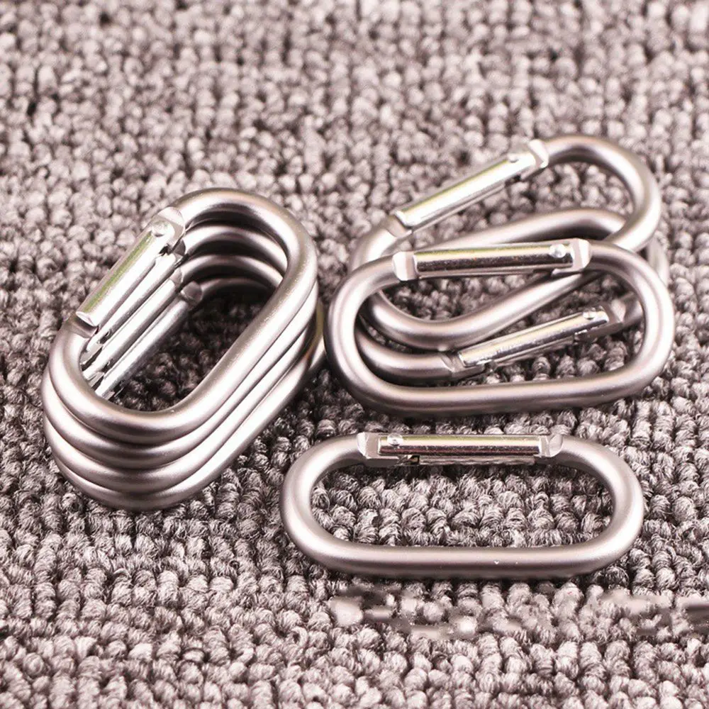 Small Survival Runway Type Hang Clip Climbing Metal Camping Elliptical Aluminum Alloy Carabiner Ring Buckle Snap Hook Keychain