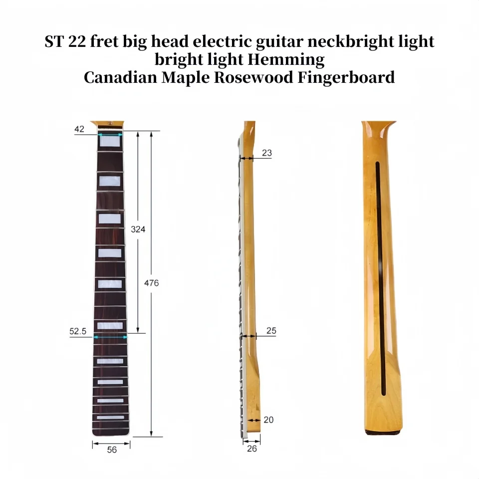 

Big head electric guitar neck 22 frets 6 strings bright Canadian maple binding musical instrument accessories DIY