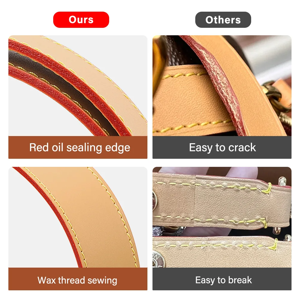 CRAZYSMITH Genuine Leather Wide Adjustable Replacement Shoulder Crossbody Strap For LV Speedy30 35 Neverfull Delightful Loop Bag