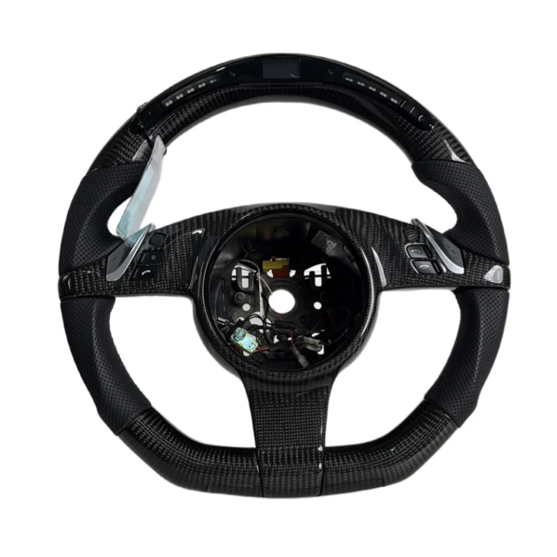 For Porsche Carbon Fiber Sport Steering Wheel Upgrade Fit 718 911 918 Spyder Carrera GT Cayenne GT2RS Macan Panamera Taycan Turb