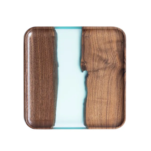 Black Walnut Resin Tea Tray Wooden Rectangular Household Fruit Solid Wood Small Tea Table Dry Bubble Plates