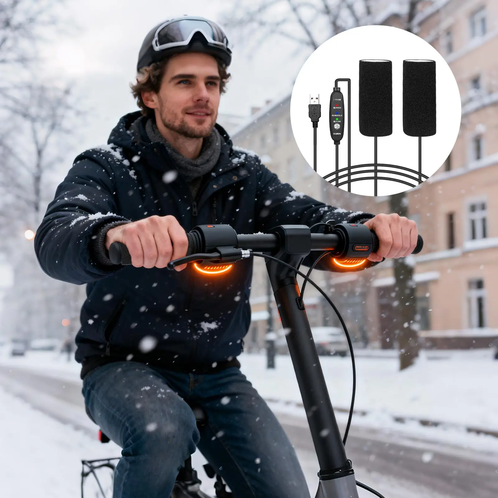 

Ручки с подогревом для мотоцикла, 5 В, водонепроницаемые, теплые, с USB-портом и подогревом, зимний чехол на руль для мужчин и женщин, шоссе, ежедневные туристические