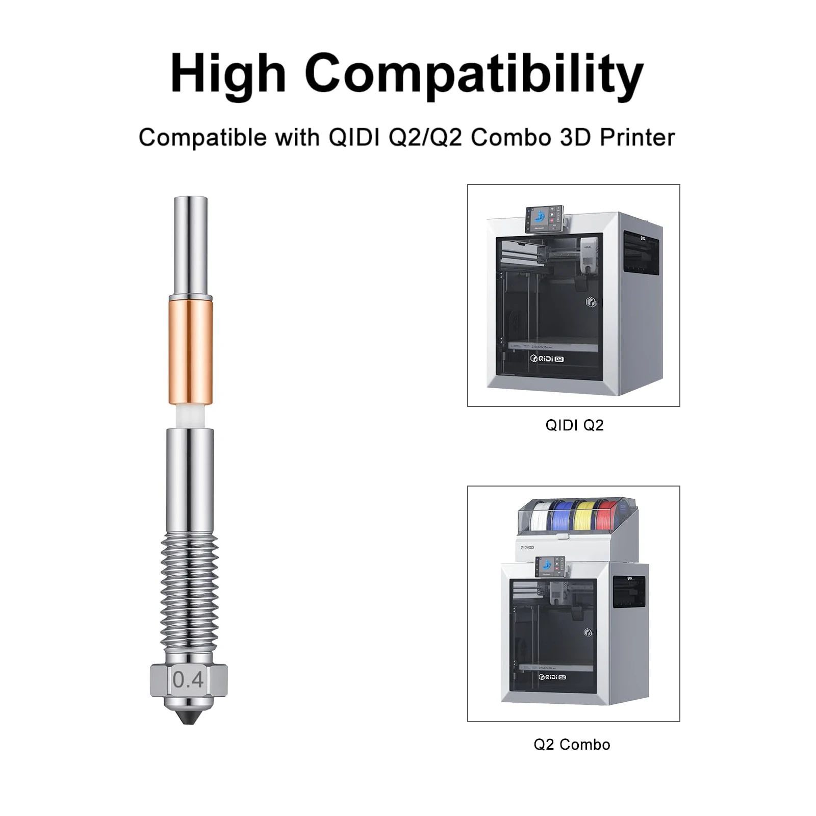 Für QiDi Q2/Q2 Combo: Bimetall-Düse mit Keramikisolierung, integriertes Schnellentfernungsdesign für QIDI Q2 / Q2 Combo – Detail 7