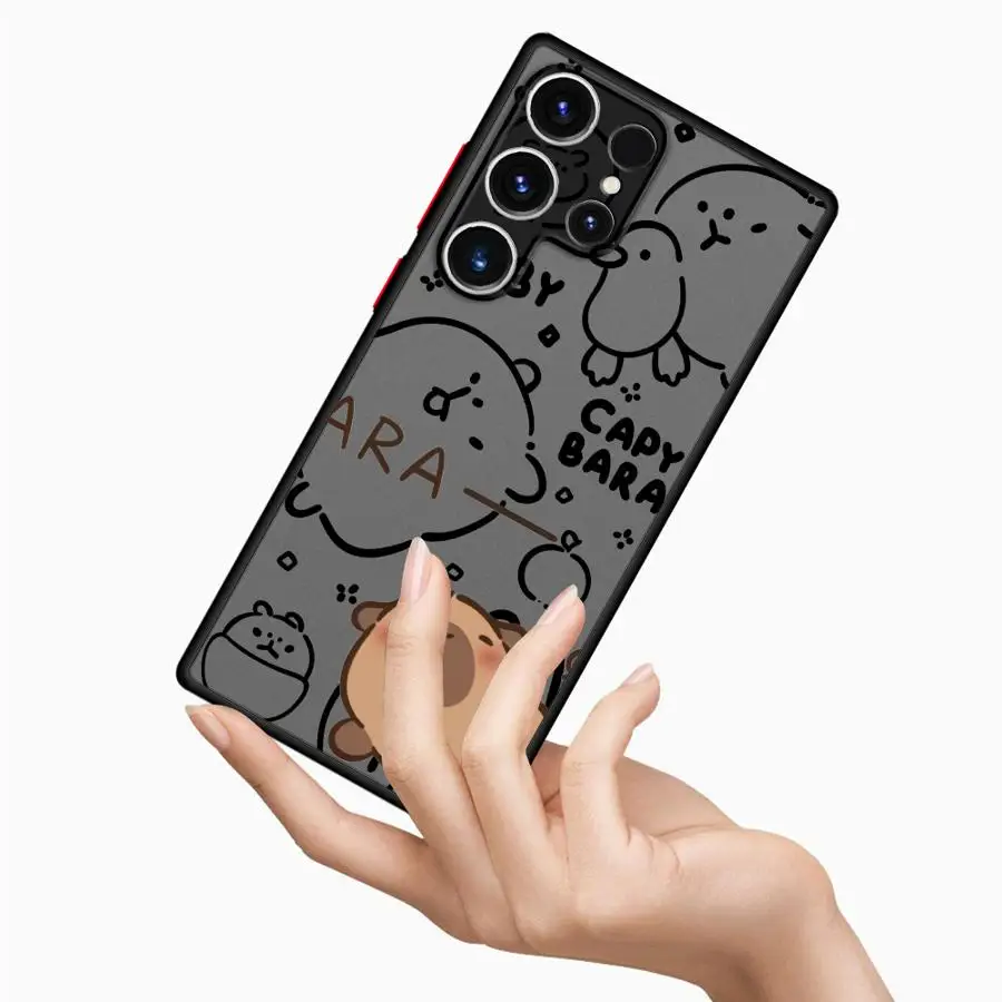 حافظة بحافة سوداء لهاتف سامسونج جالاكسي S10 S9 S22 Plus S25 Edge S24 FE S21 S20 S23 Ultra Cartoon Capybara #2