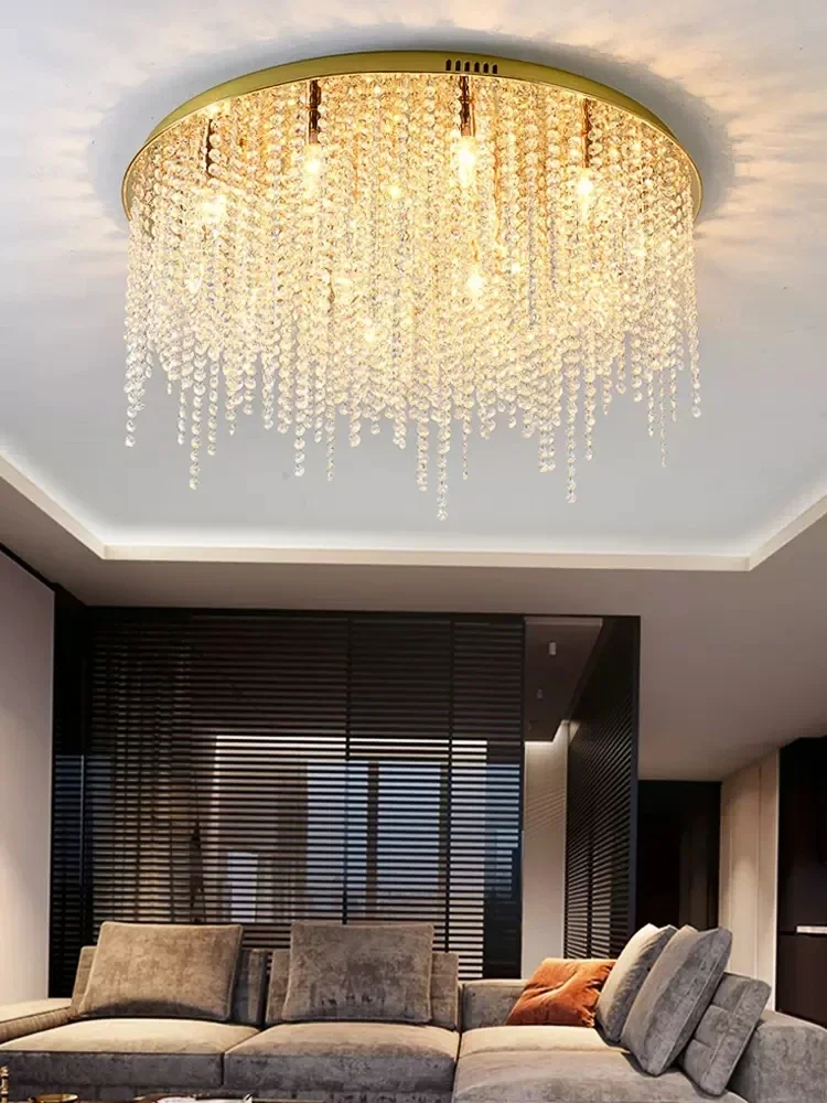 Tassel crystal light circular postmodern luxury living room ceiling master bedroom light LED restaurant creative lighting