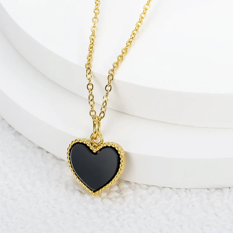 الذهبي سلسلة بسيطة الاكريليك القلب قلادة قلادة للنساء حفلة موضة أسود أحمر طوق المختنقون الكورية العصرية مجوهرات هدية #4
