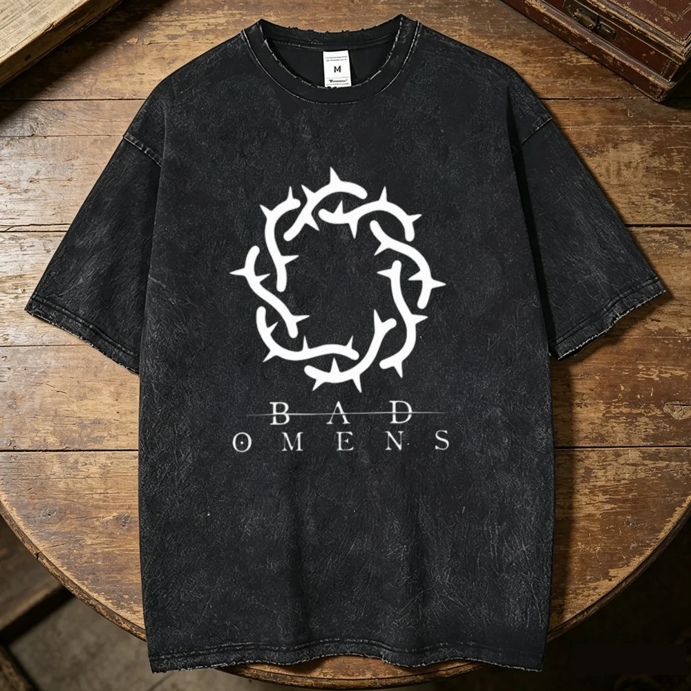 Bad Omens cotton Vintage Washed shirt men kawaii Pop Culture Pastel hip hop Breathable tshirt 80s harajuku 2000s Vintage