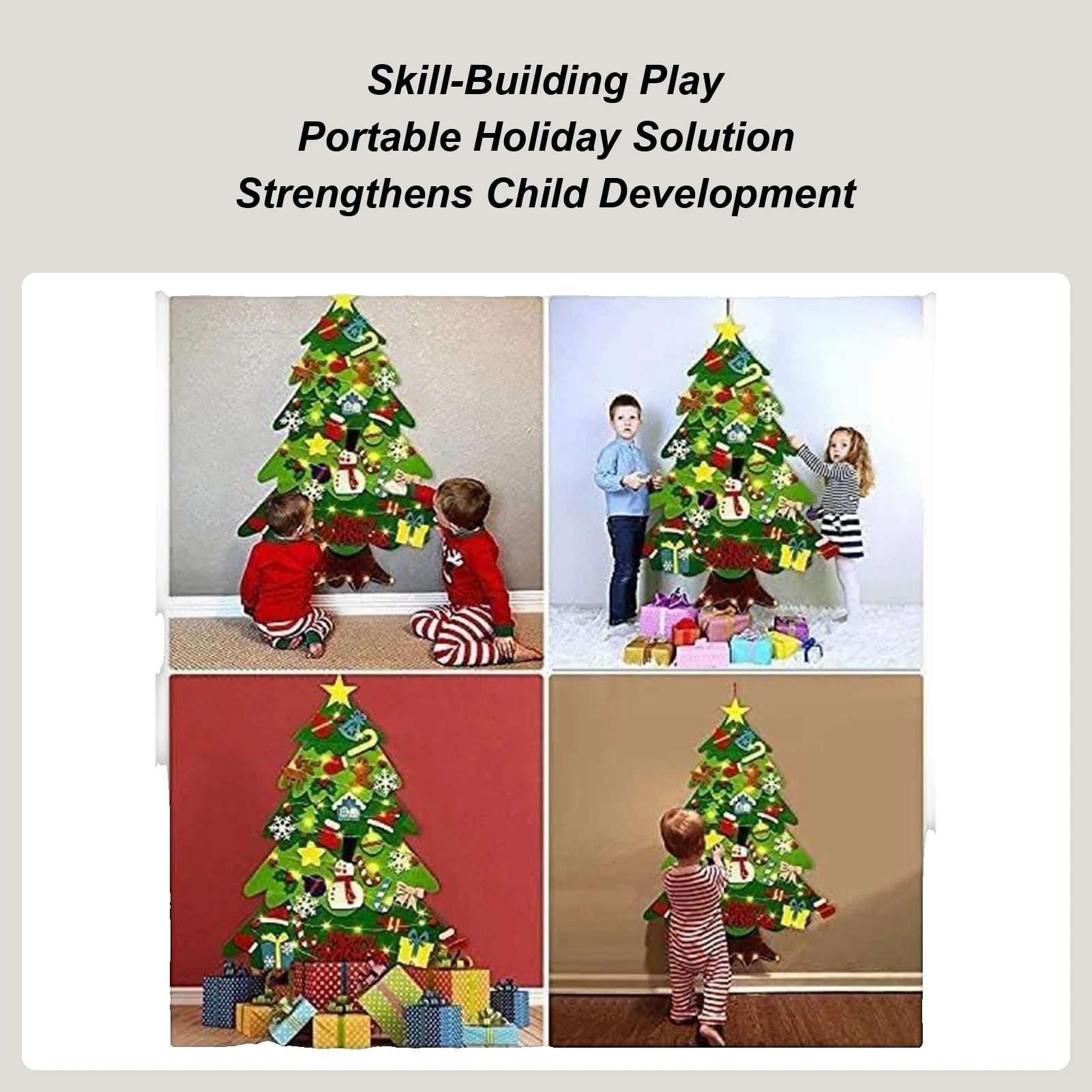 유아 크리스마스 트리 40인치 교육용 LED 조명 공예 유아용 크리스마스 트리 유아용 아기 어린이 교실 집