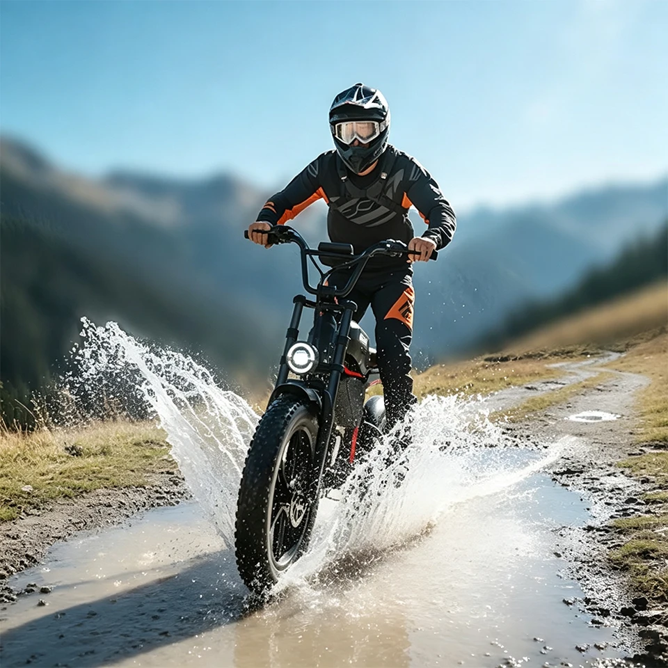 QNUT BK20 Adult Electric Bike 1500W Peak Motor 48V 18AH Removable Battery 20"*4.0"Fat Tire Full Suspension All‑Terrain Off‑Road Vintage Chopper Ebike Mountain Dirt Bike Ship From US Warehouse image 8
