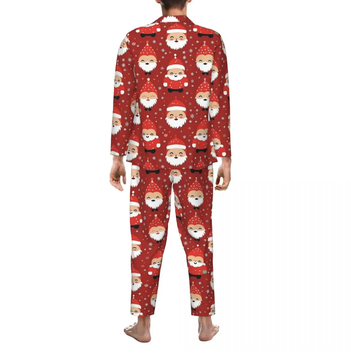 Bonito dos desenhos animados papai noel-casamentos de natal pijamas dos homens kawaii sono pijamas outono duas peças casual oversize gráfico conjuntos de pijama