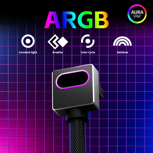 Imagen 2 del producto Cable Modular AIJS GPU16PIN, 12VHPWR ARGB con 5V 3Pin, 18AWG 90 °   Diseño macho a macho en ángulo recto, 5090 / 3070 no es aplicable