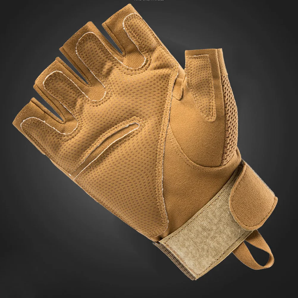 

1Pair Half Finger Outdoor Cycling Gloves Wear-Resistant Non-Slip Breathable Fitness Gloves for Men and Women Khaki