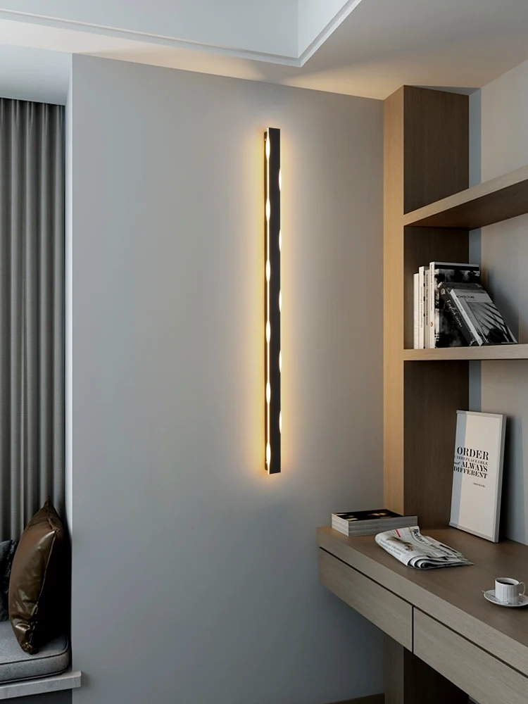 LED Simple Strip Wall Lamp Villa Deluxe Long Lamp Nordic Creative Room Decorative Lamp Home Study Stairwell Minimal Wall Lamp