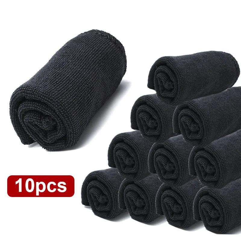 

10pcs 30x40cm Black Car Care Polishing Wash Towels Microfibers Car Detailing Cleaning Soft Cloths Home Window