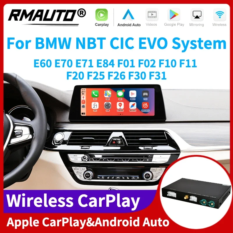 RMAUTO Беспроводная система Apple CarPlay Android Auto NBT CIC EVO для BMW всех серий E60 E70 E71 E84 F01 F02 F10 F11 F20 F26 F30 F31