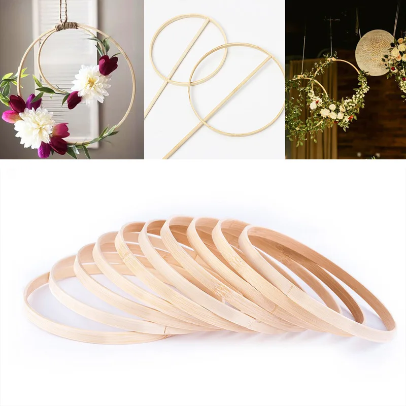 5Pcs 10-26cm DIY Handmade Catcher Embroidery Wreath Circle Hoop Craft Round Wooden Ring Bamboo Hoop Wedding Christmas Decoration