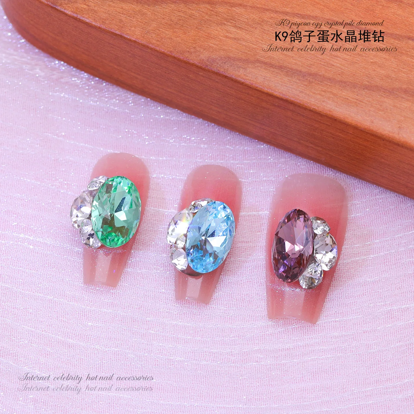 5PCS Flatback Stacked Crystal Diamonds Nail Art Rhinestones Charms Oval Gem Jewelry Parts Accessories Nails Decoration Supplies