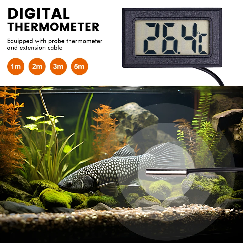 1Pcs Mini LCD Digital Thermometer 1M 3M 5M Senor Cable Indoor Outdoor  emperature Sensor Temperature Tester Detector Monitor