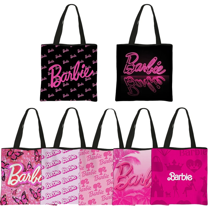 Nuova borsa stampata Barbie Kawaii Anime Fashion studenti borsa a tracolla in poliestere di grande capacità Tote regali leggeri