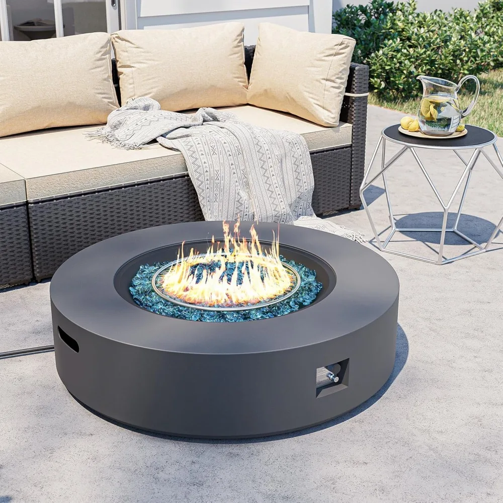 

Outdoor Fire Pit Table, 42-inch Propane Gas Pit, 50000 BTU Iron Round Fire Pit